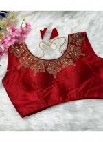 Phantom Silk Red Festival Wear Hand Work Readymade Blouse